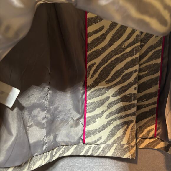 Relativity Short Trench Coat S Gray Zebra Print Belted Statement Retro Glam Chic - Picture 4 of 8